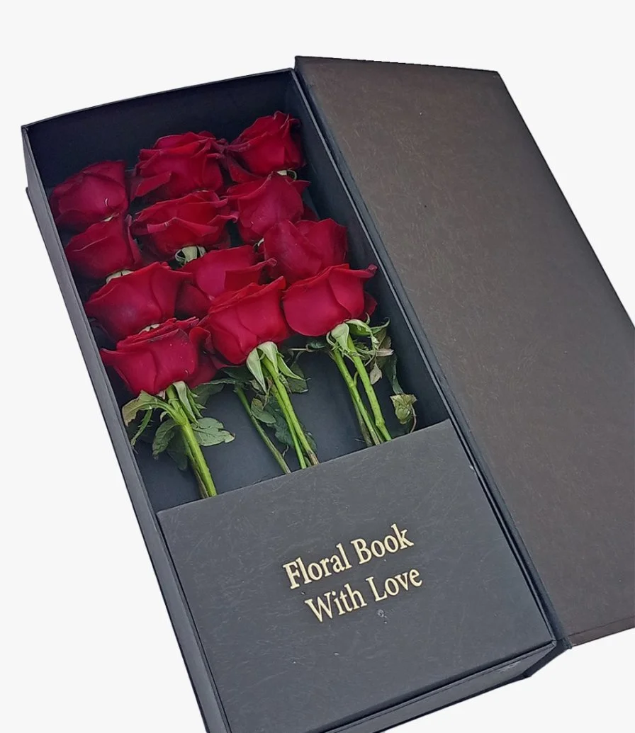 Red Roses Rectangle Book Box