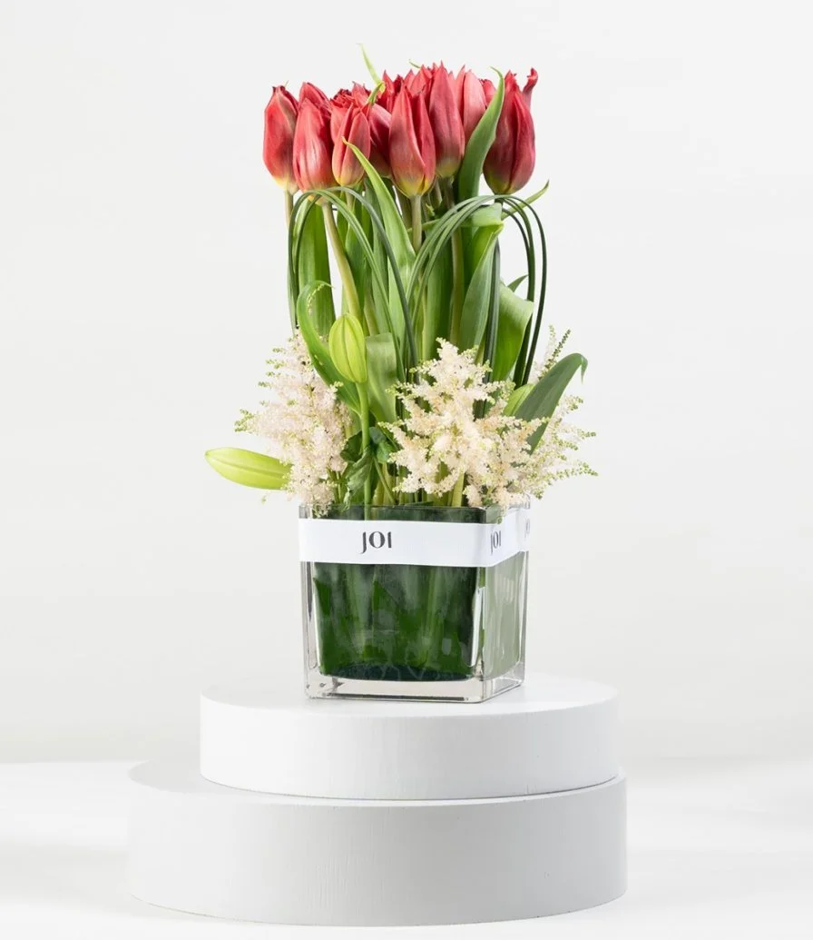 Classic Red Tulip Flower Arrangement