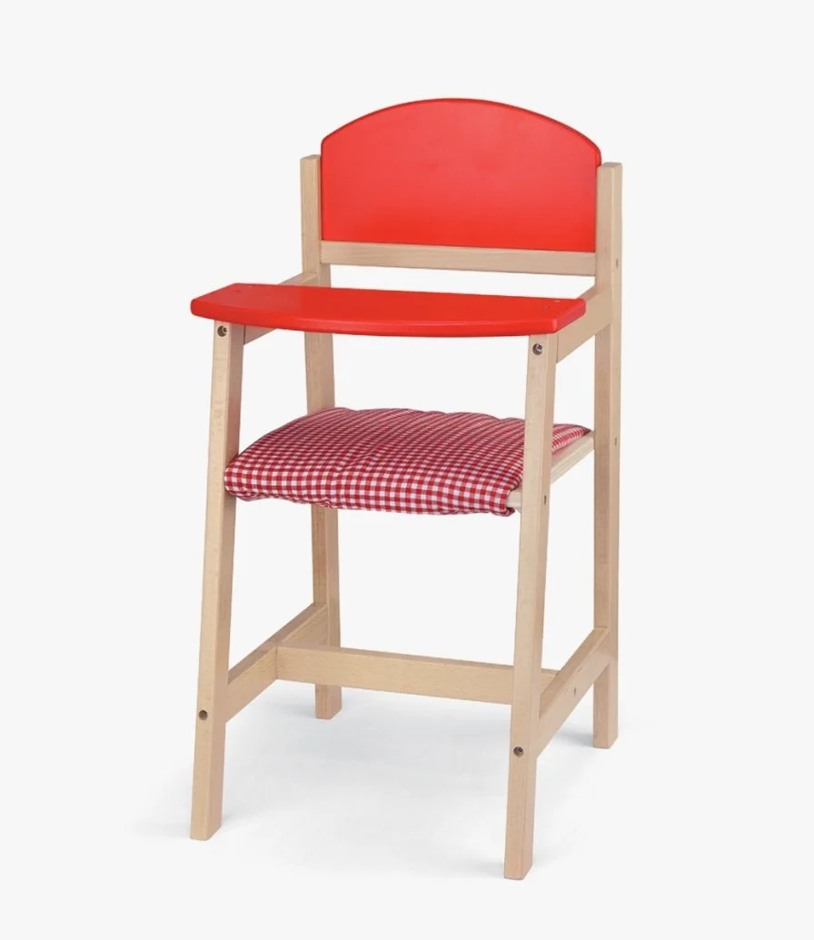 كرسي مرتفع للدمى الخشبية باللون الأحمر من فيجا