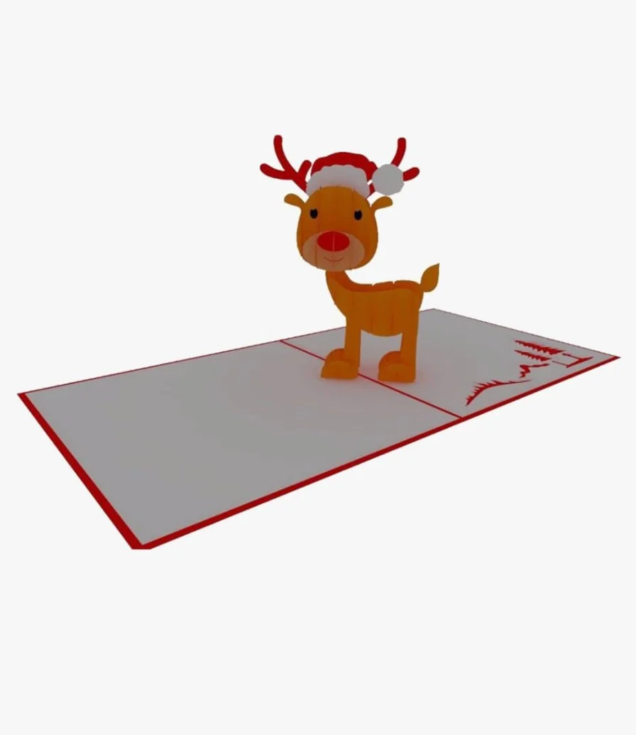 Reindeer - Traditional 3D Card by Abra Cards