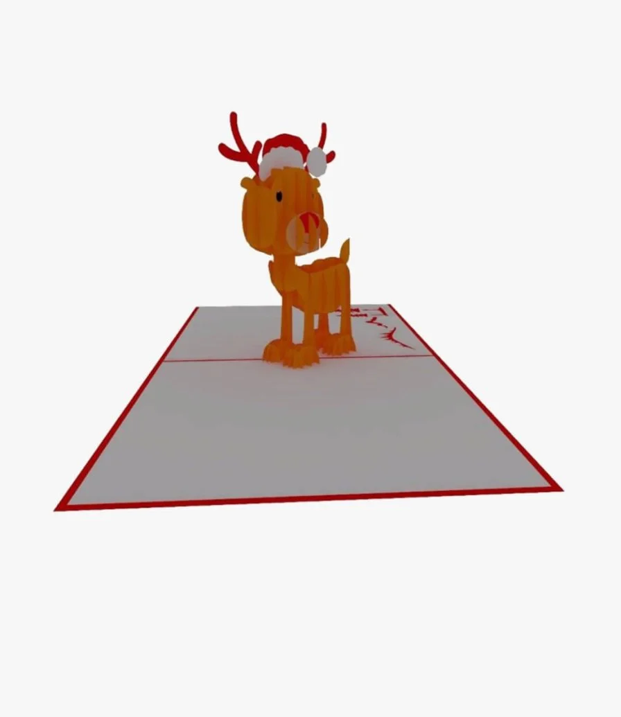 Reindeer - Traditional 3D Card by Abra Cards
