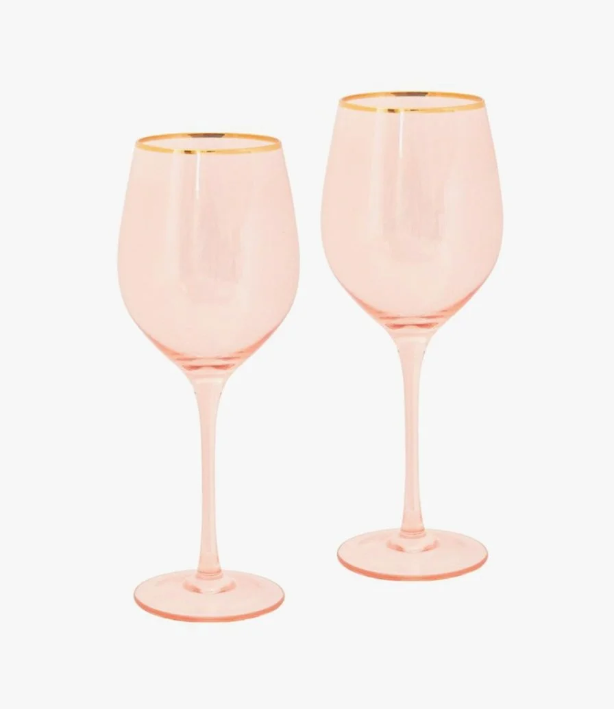 Rose Crystal Wine Glass Set of 2 by Cristina Re