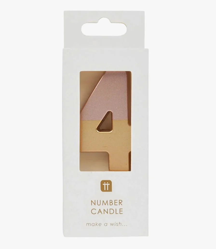 Rose Gold Dipped Number Candle - 4 by Talking Tables