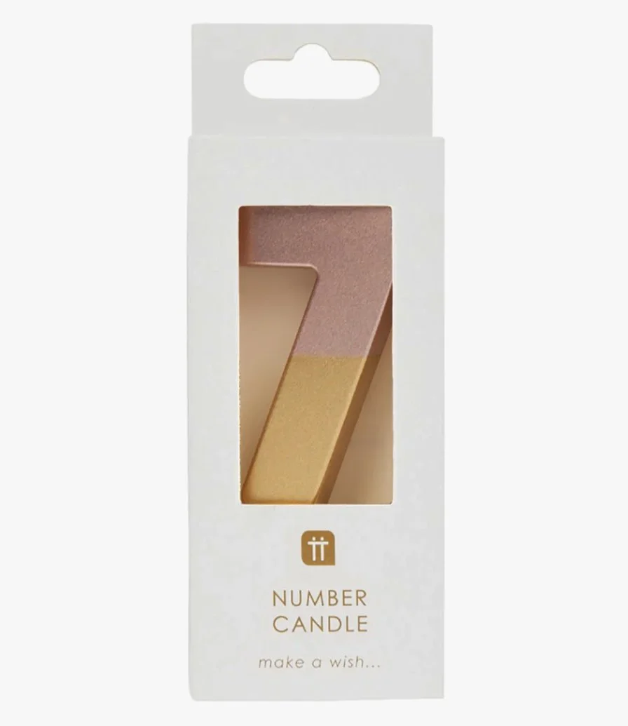 Rose Gold Dipped Number Candle - 7 by Talking Tables