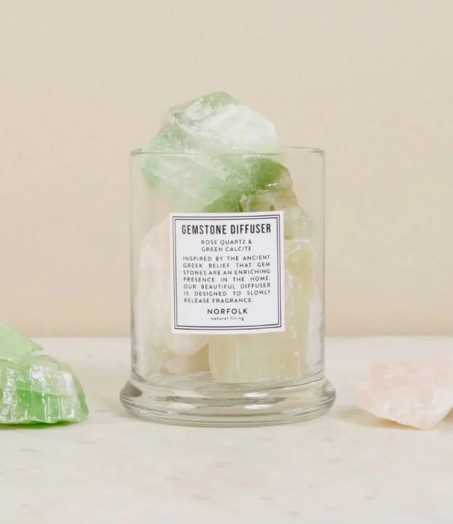 Rose Quartz & Calcite Gemstone Diffuser Gift Set by Sauce