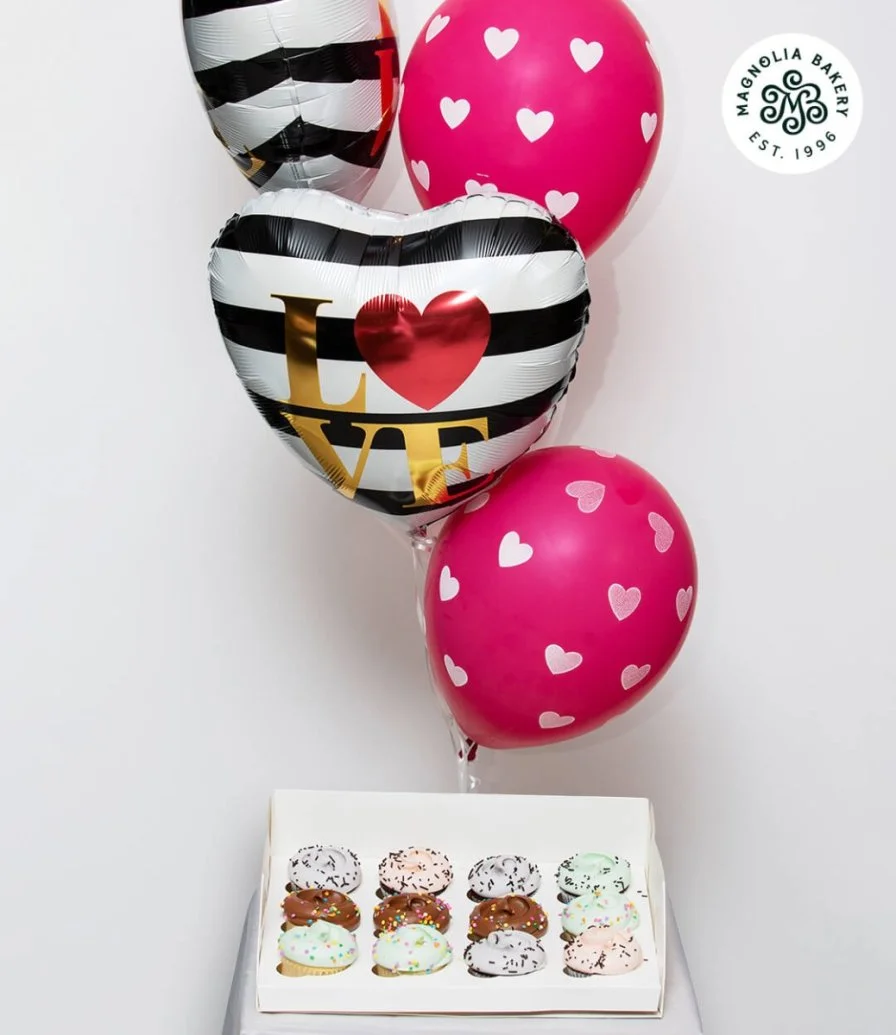 Roses Cupcake by Magnolia and I Love You Balloon Bundle