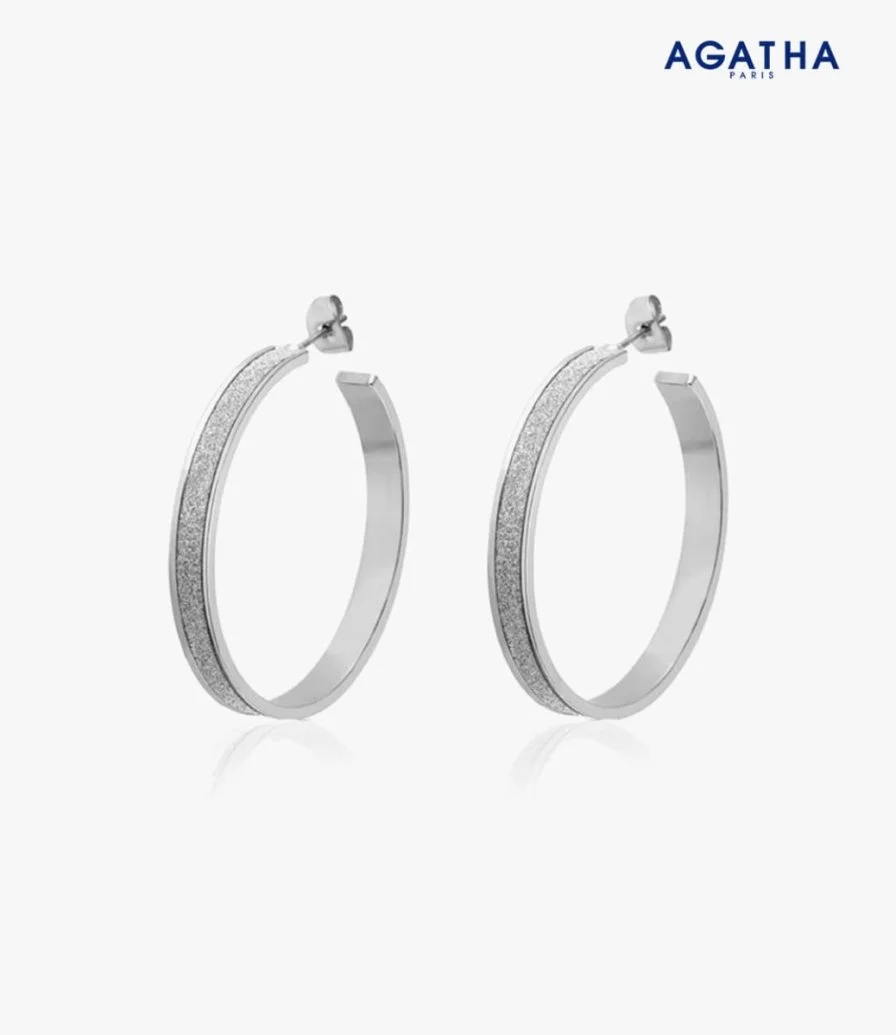 Round Wire Hoop Earrings With Glitter