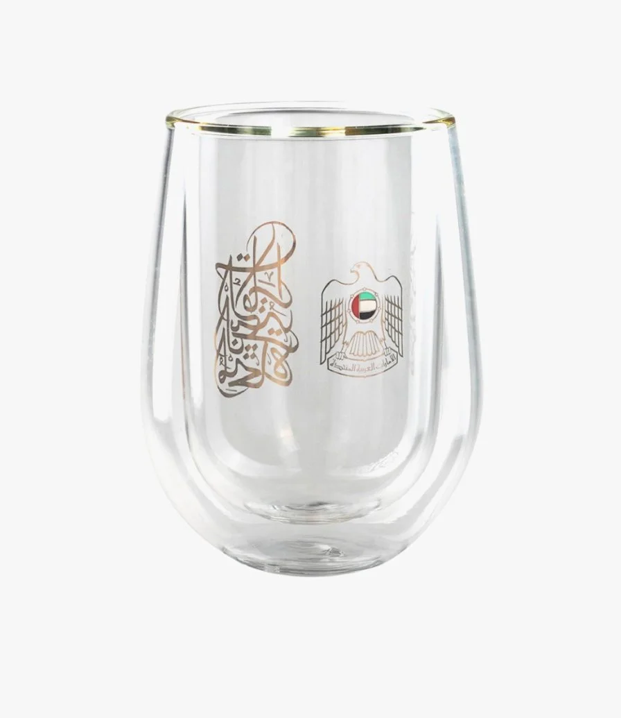 Rovatti Double Glass Karak Tea Cup UAE Gold 180 ml