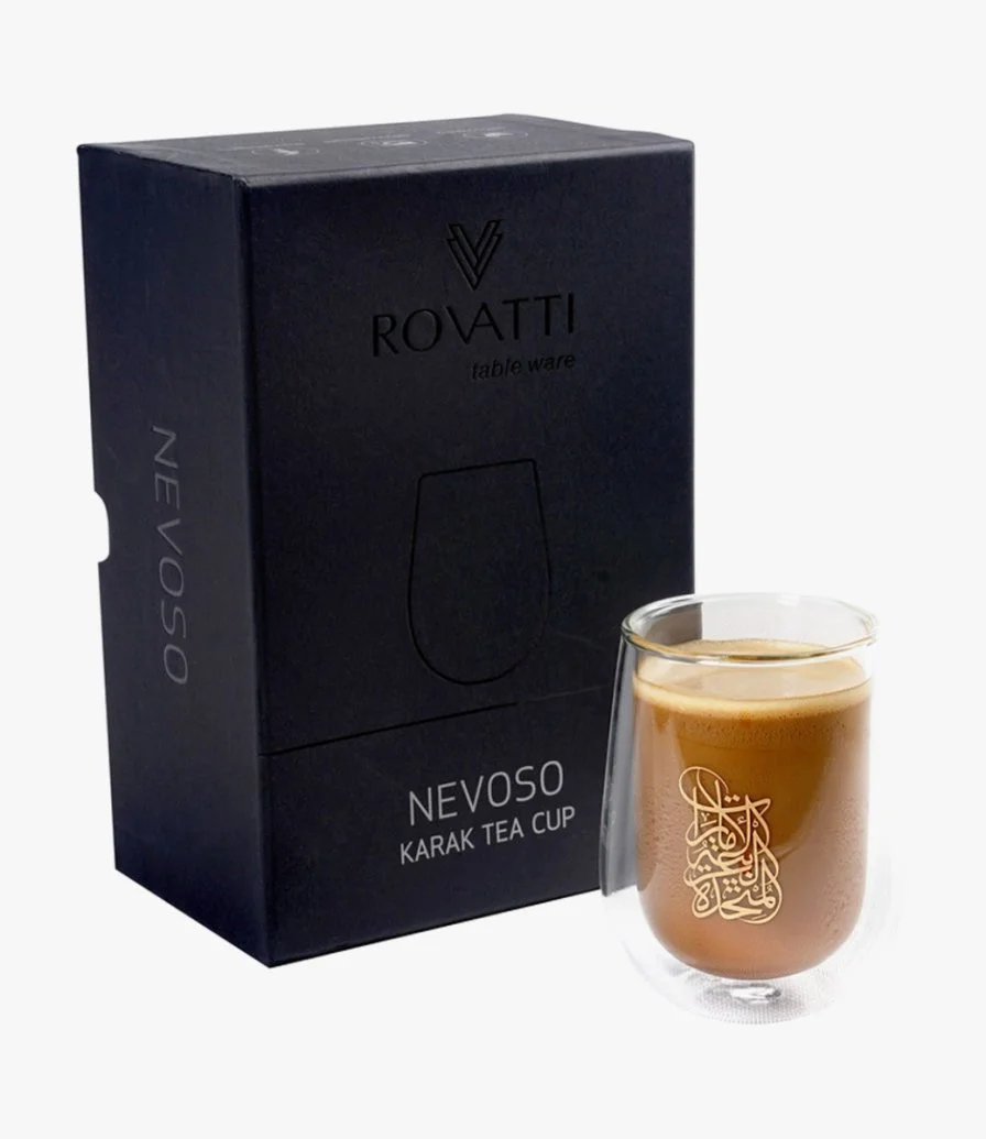 Rovatti Double Glass Karak Tea Cup UAE Gold 180 ml