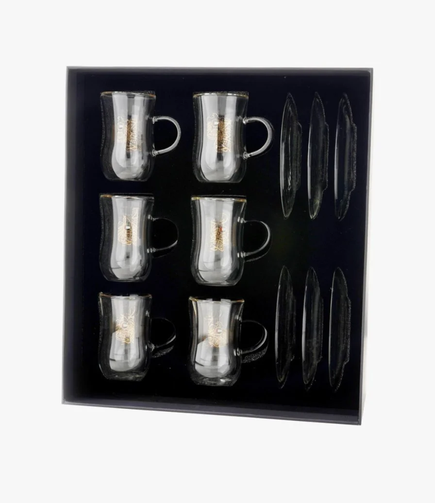 Rovatti Double Glass Tea Cup UAE Gold 100 ml