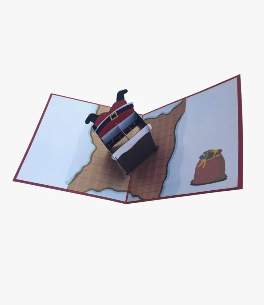 بطاقة تهنئة ثلاثية الأبعاد بشكل سانتا في مدخنة من أبرا كاردز