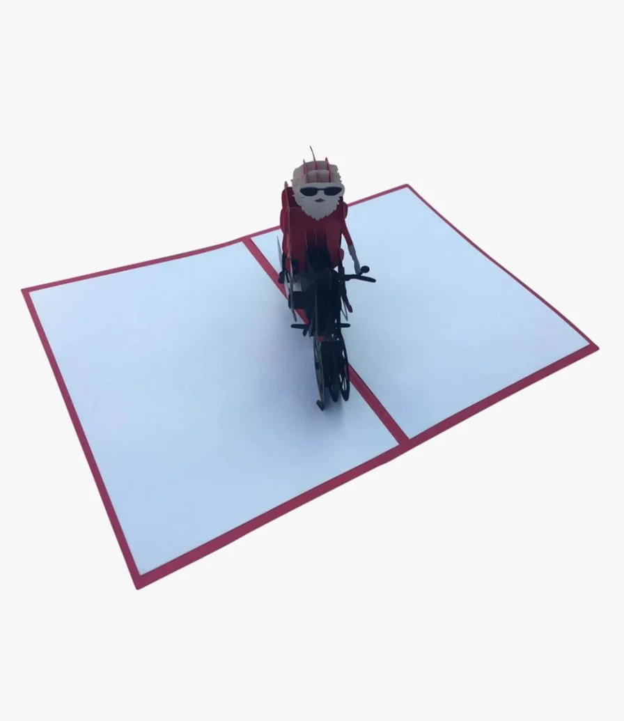 Santa on a Motorbike 3D Card by Abra Cards