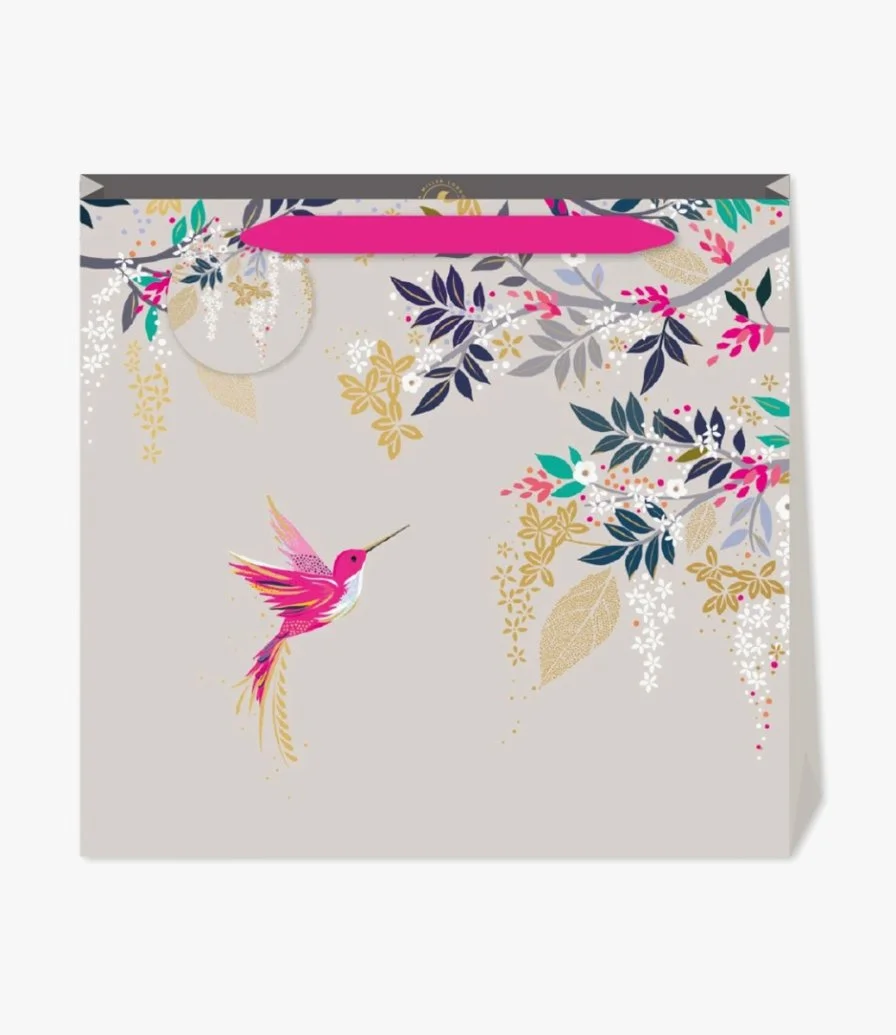 Sara Miller Grey Hummingbird Large Gift Bag