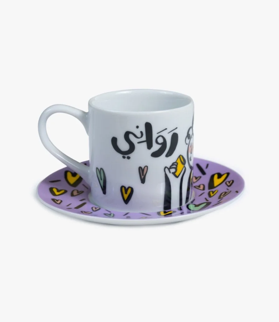 Set of 2 Hubbak Espresso Cups & Sacuers by Silsal