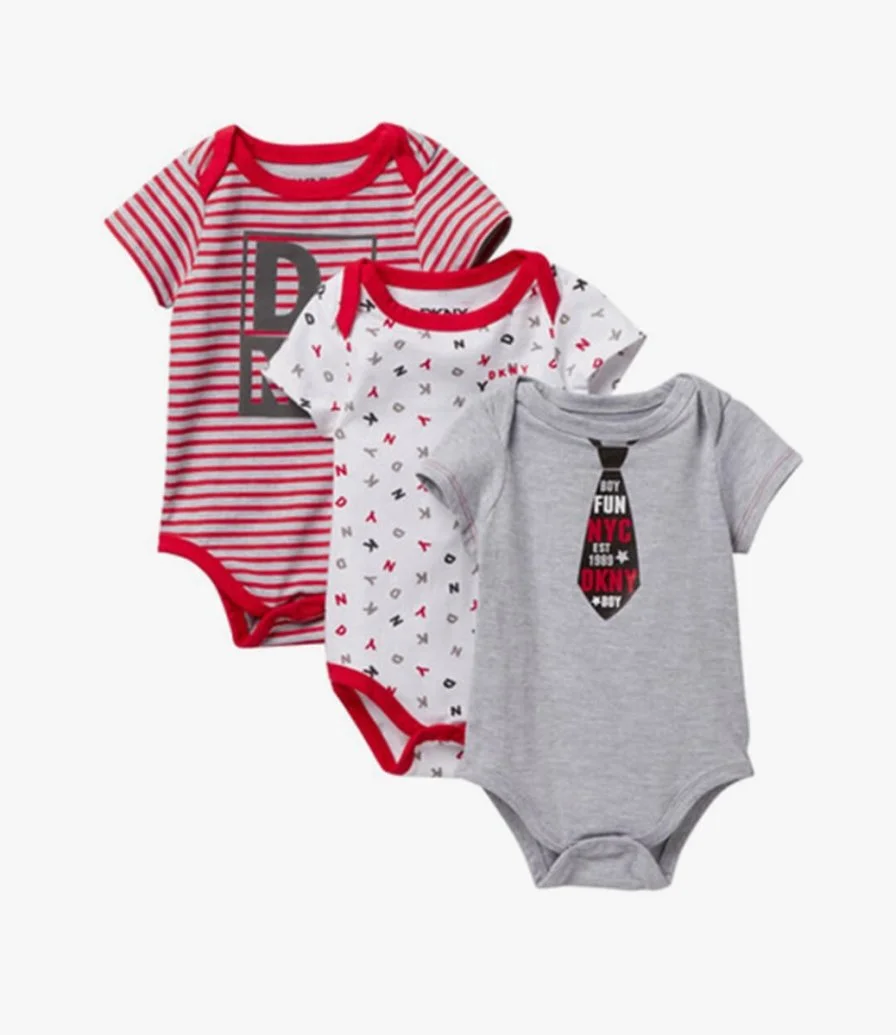 Set of 3-Little Me – Pack Body Suits- Dkny
