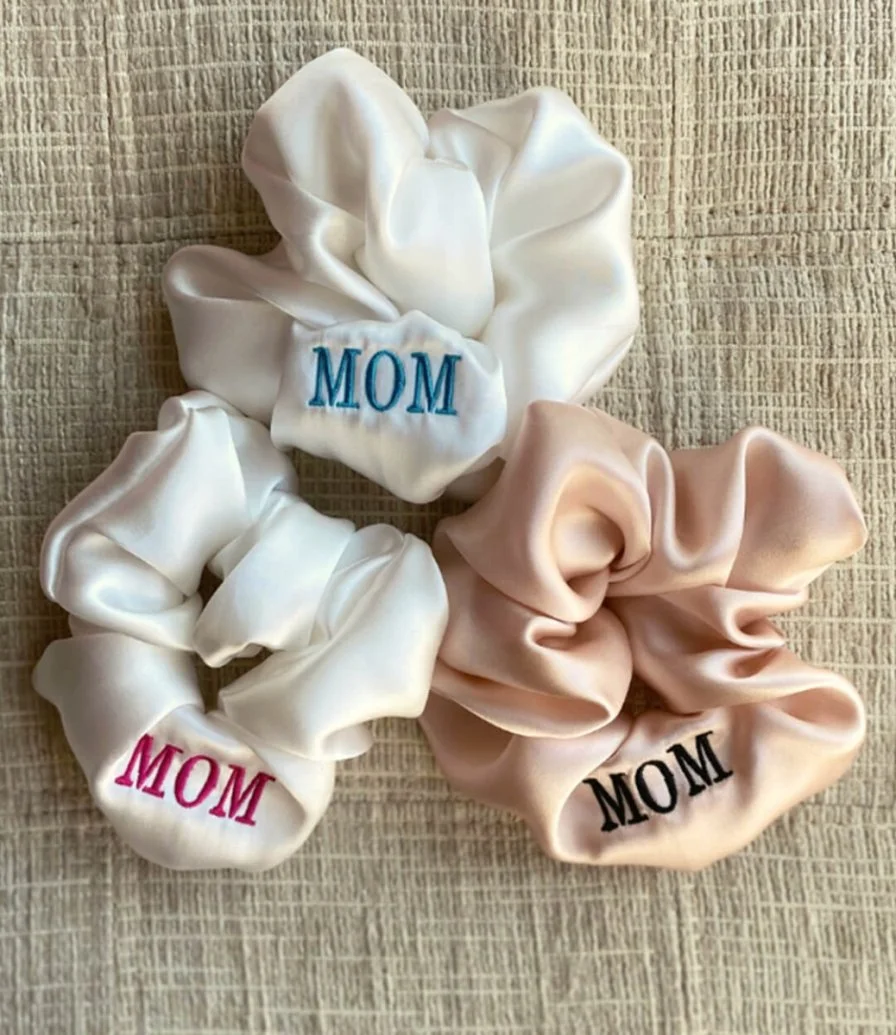 Set of 3 Mom Silk Scrunchies