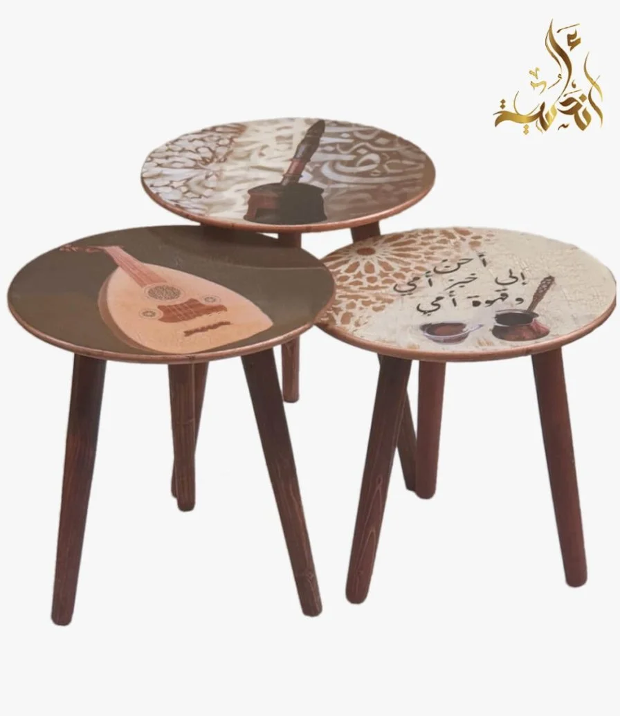 Set of 3 Wooden Tables by Andalusia