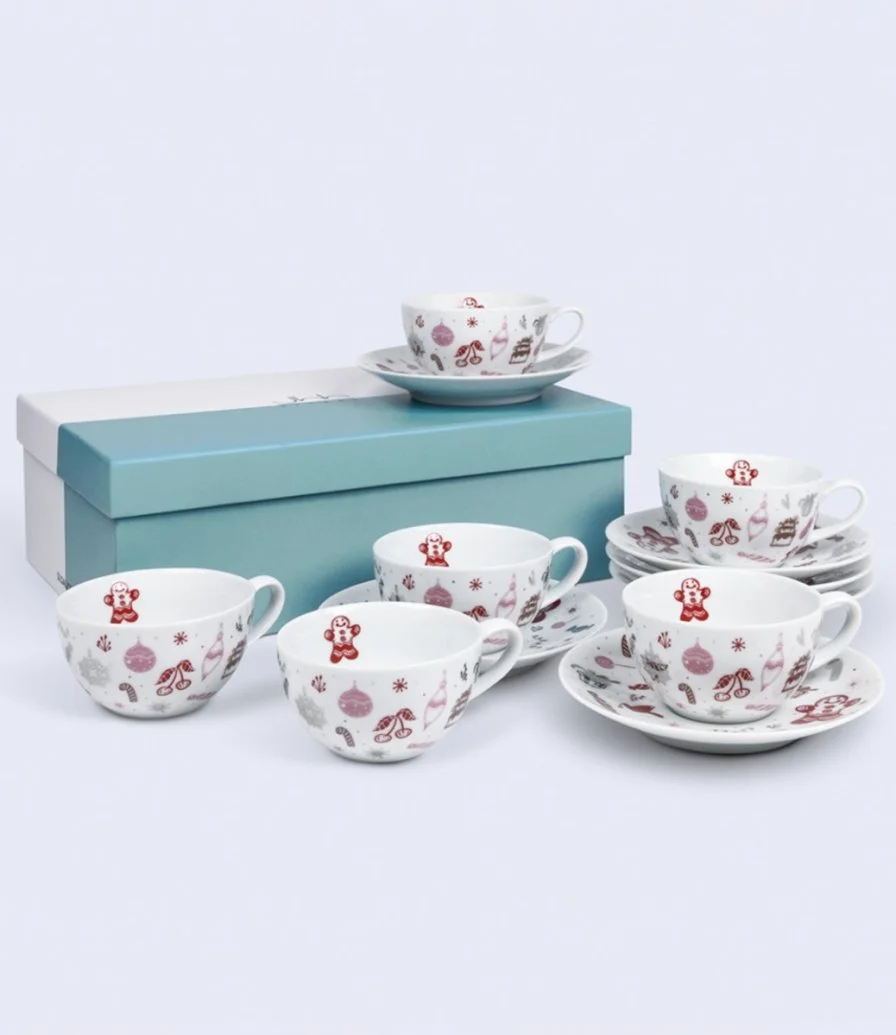 Set of 6 Farah Teacups and Saucers by Silsal