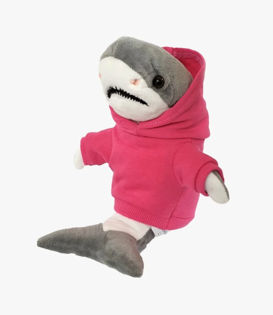 Grey Shark with Pink Hoodie 20cm by Fay Lawson