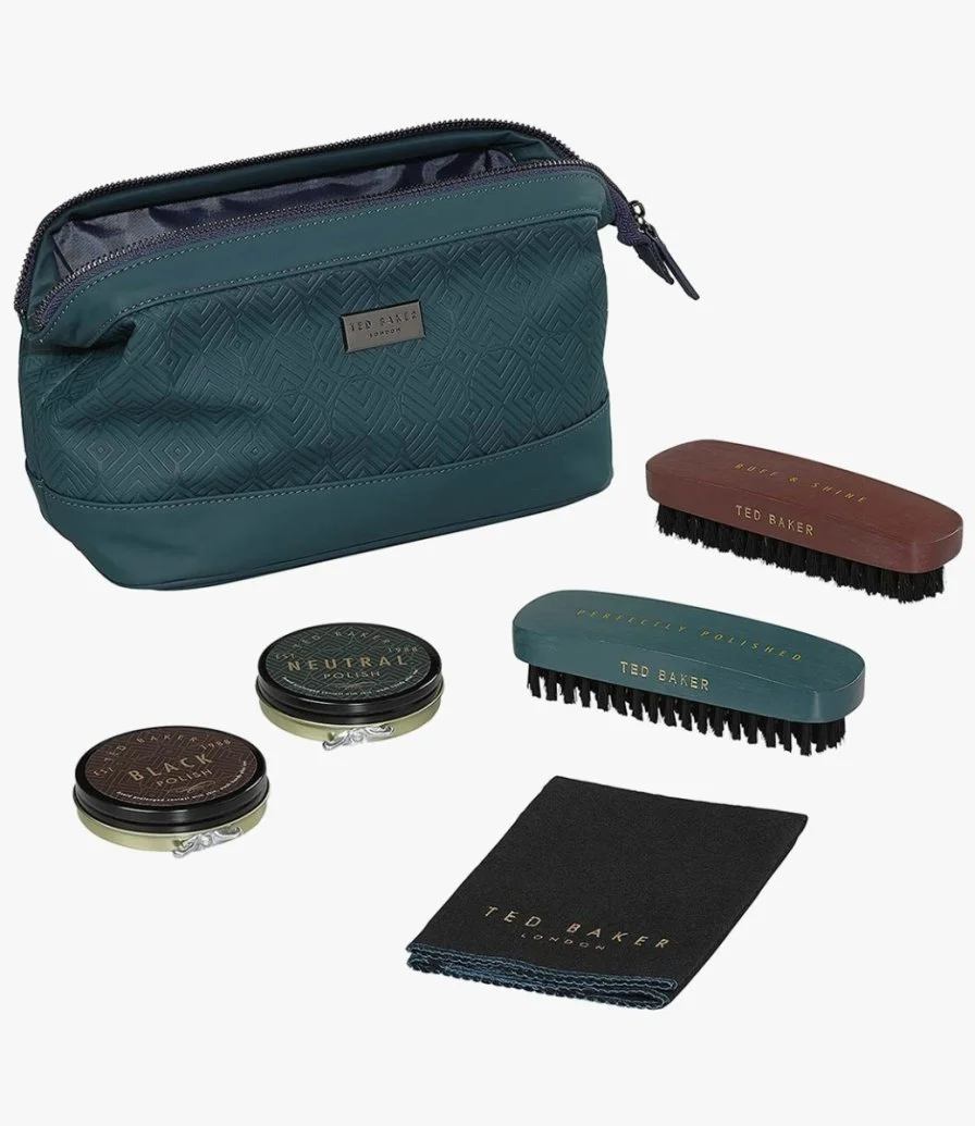 Shoe Shine Kit Teal by Ted Baker