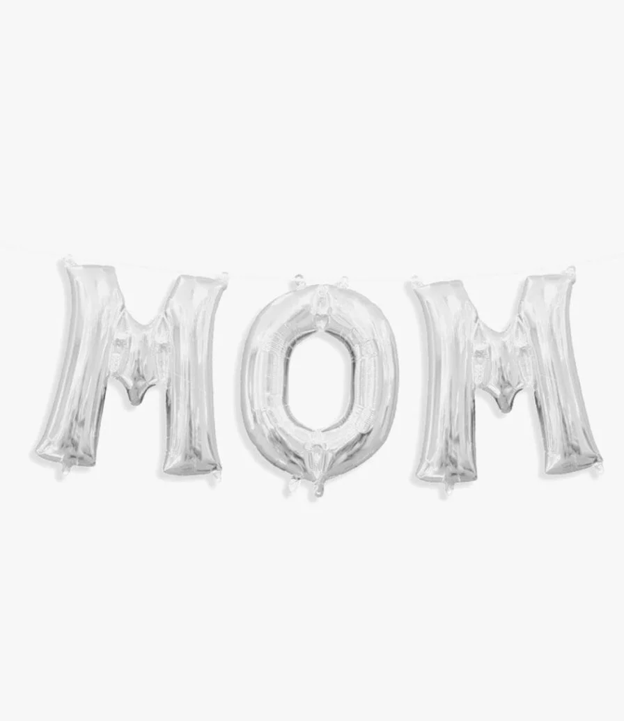 Silver Air Filled MOM Balloons