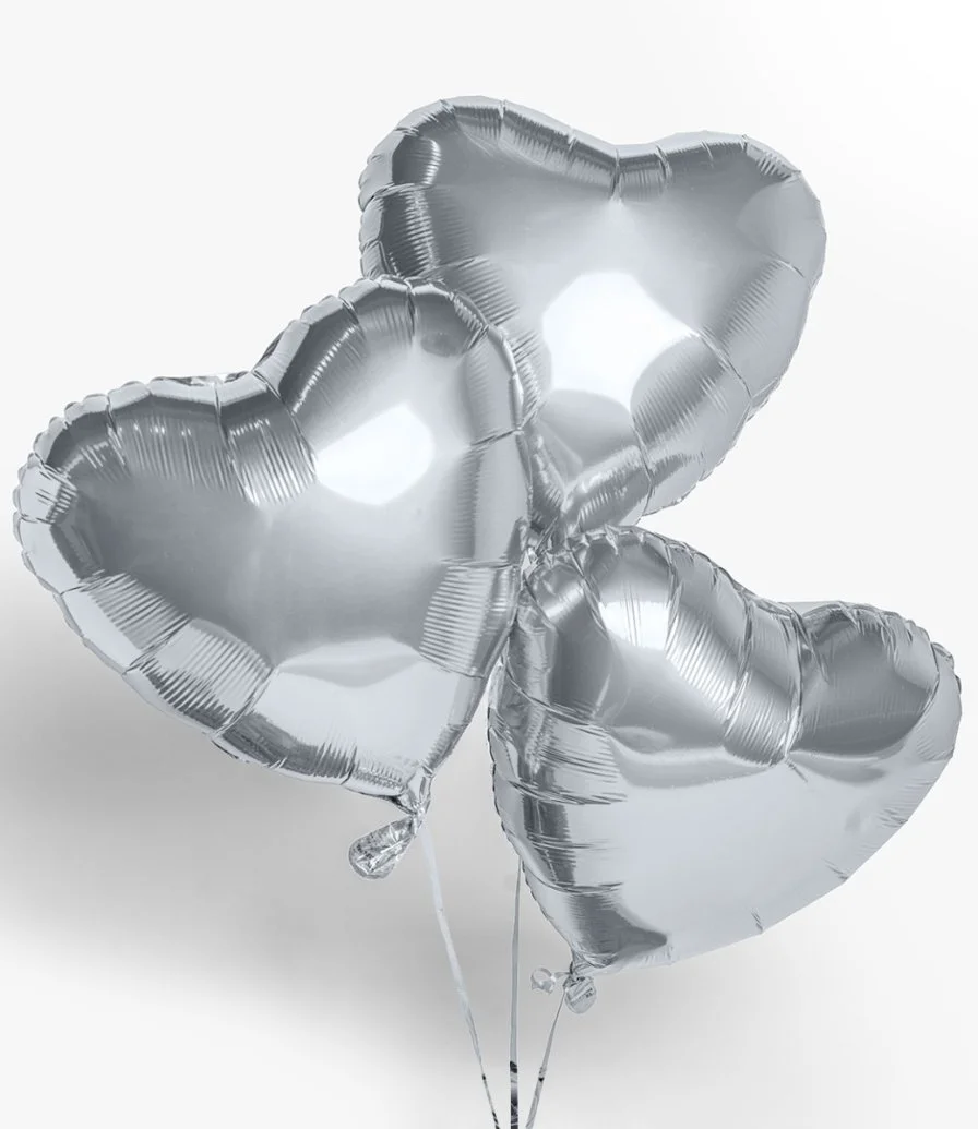 Silver Hearts Balloon Bouquet