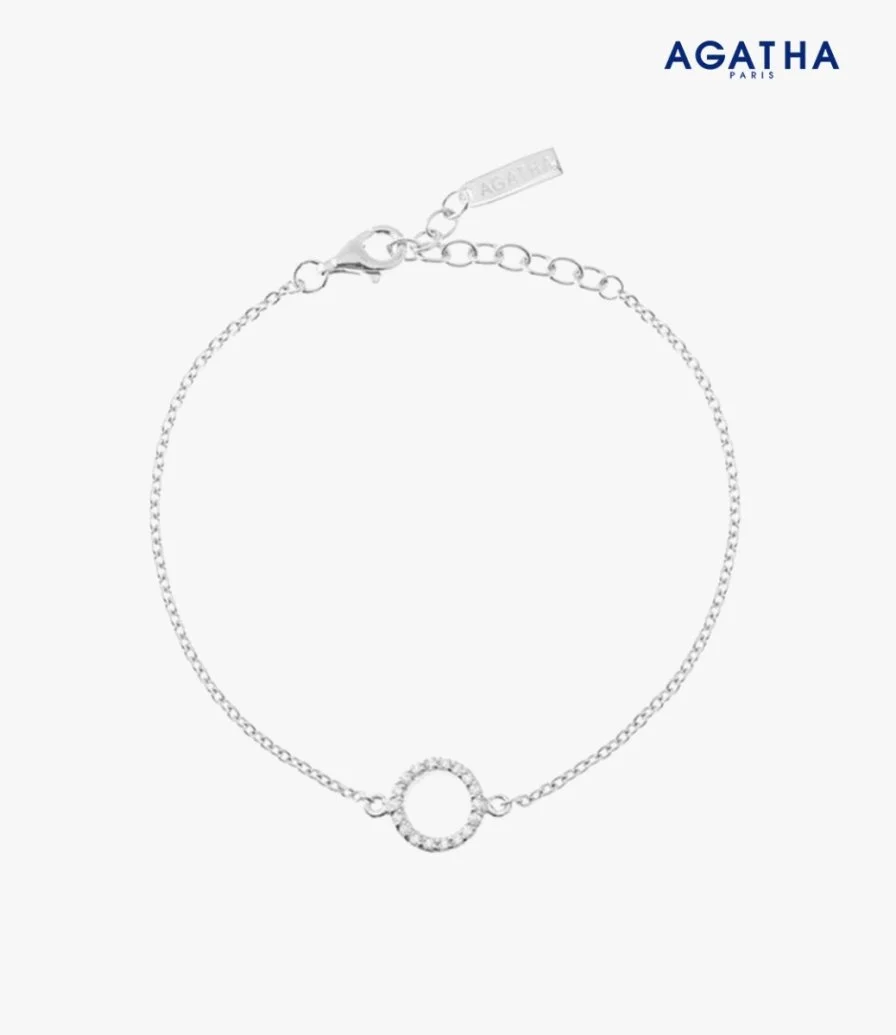 Silver Round Paved Bracelet by Agatha