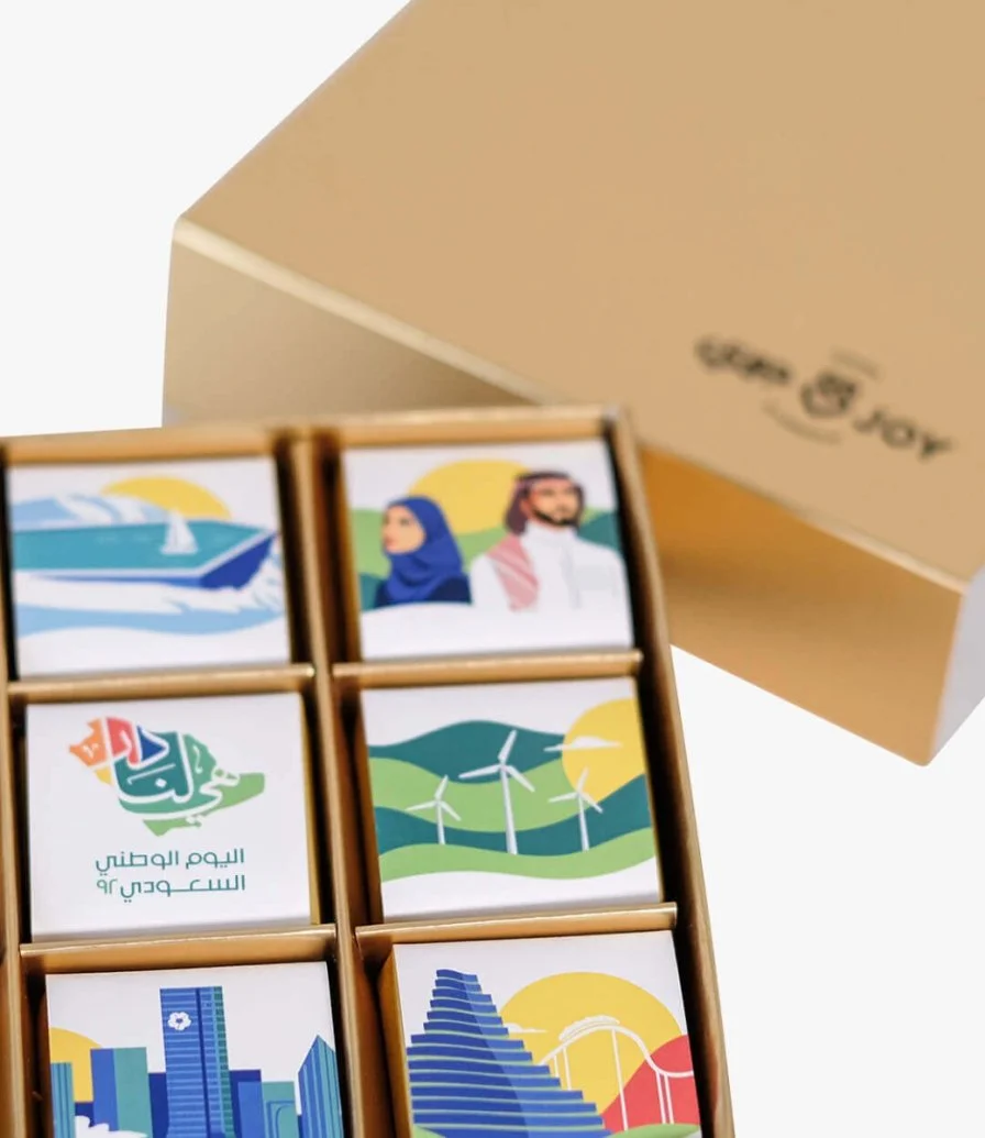 Sleeve box with 9 pieces chocolates - Gold Box By Joy Chocolate 