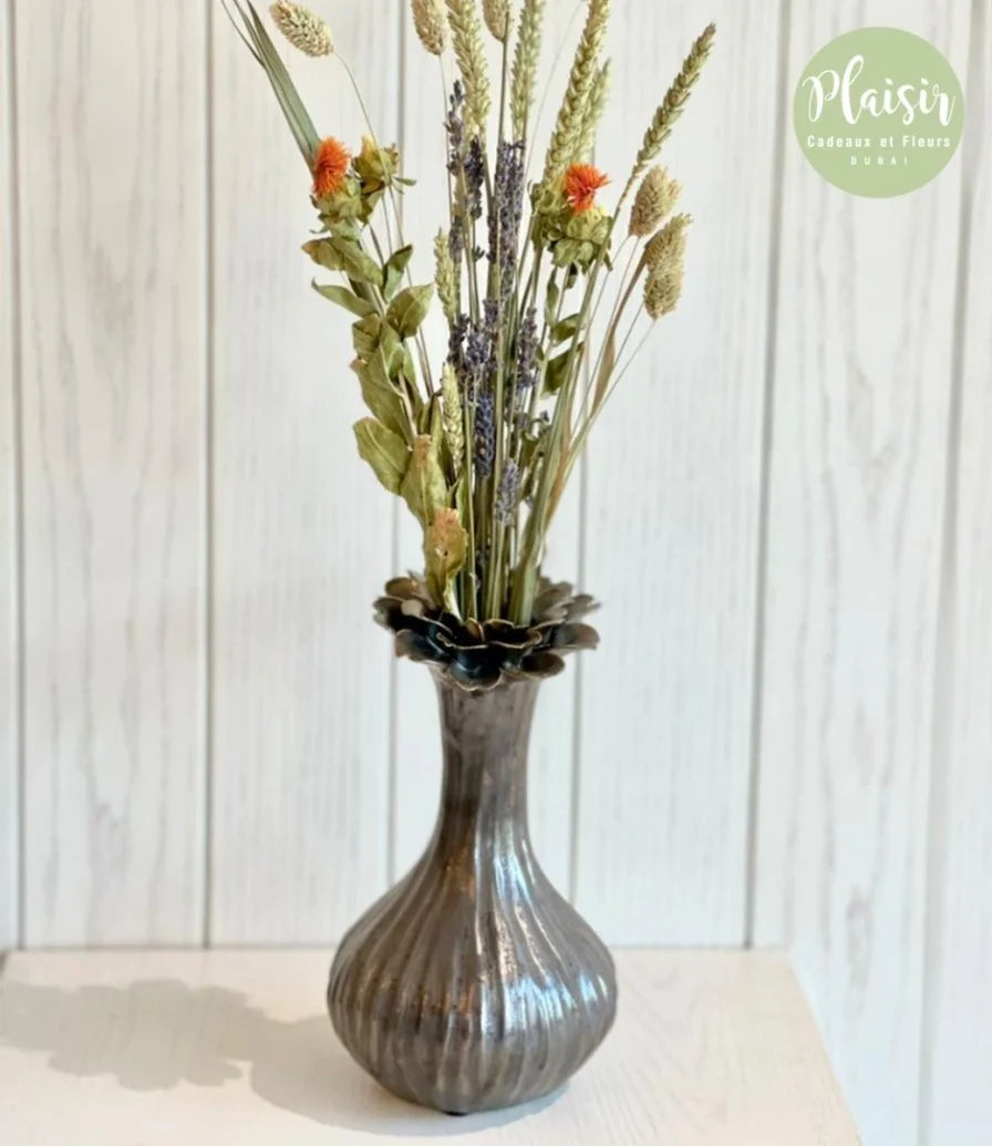 Small Dired Flower Arrangment With Vase By Plaisir