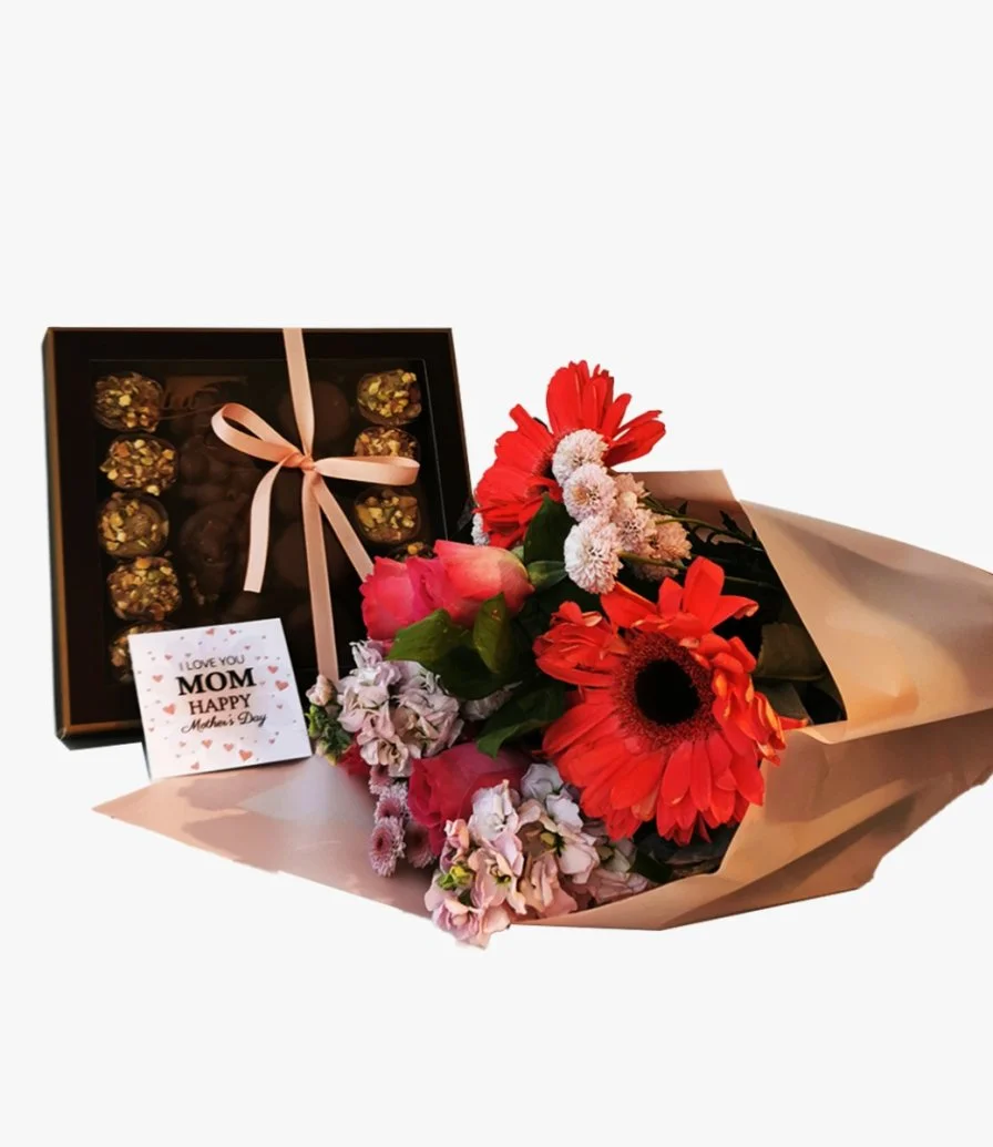 Small Hand Bouquet And Chocolate Bundle By Eclat