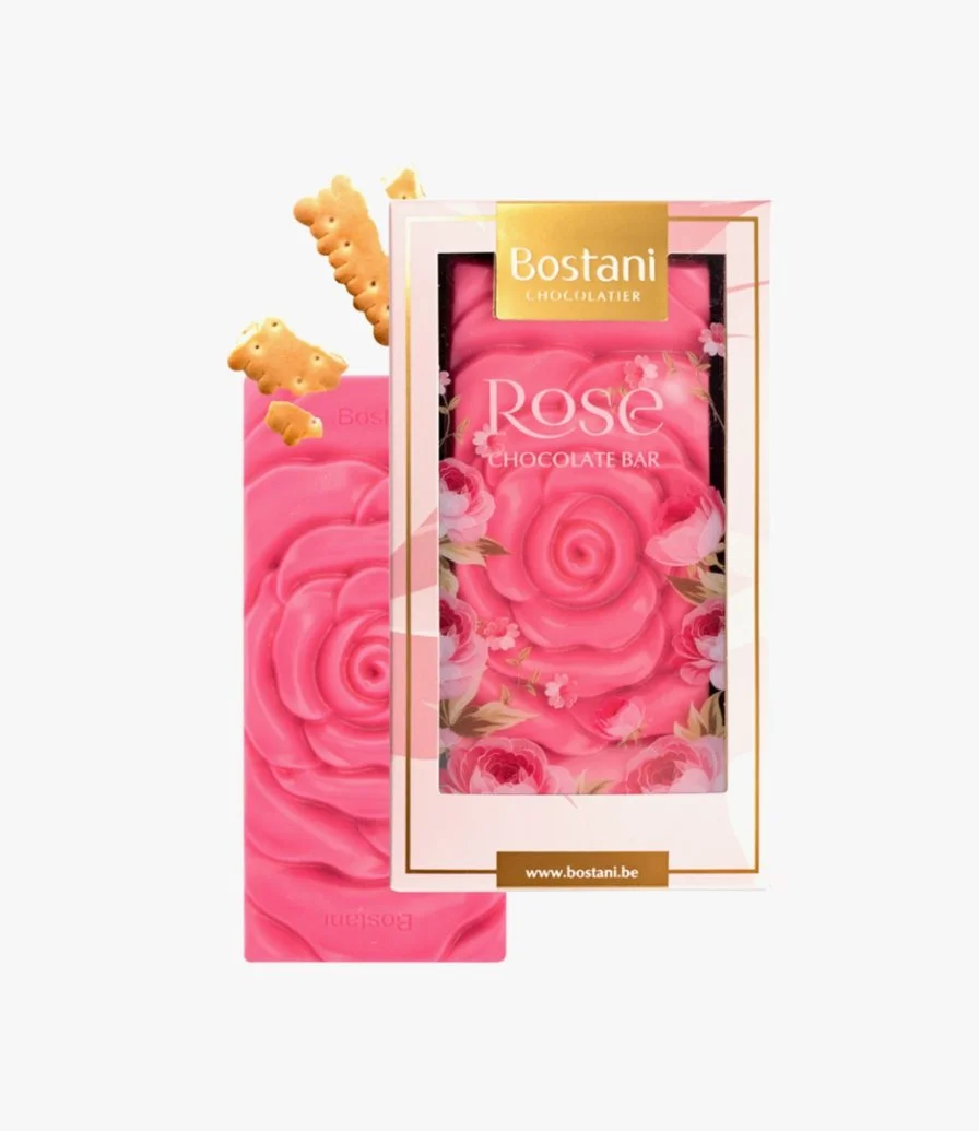 Small Rose Pink Chocolate Bar with Biscuit