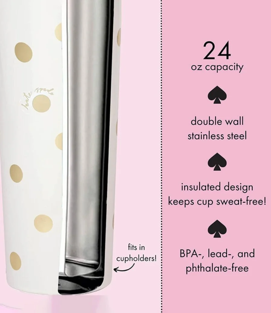 Kate Spade New York White Dot 24 oz. Stainless Steel Tumbler