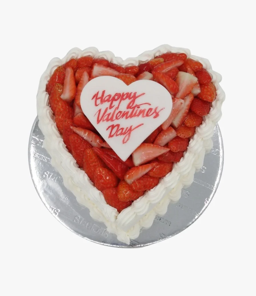 Strawberry Valentine Heart Shaped Cake  by Secrets
