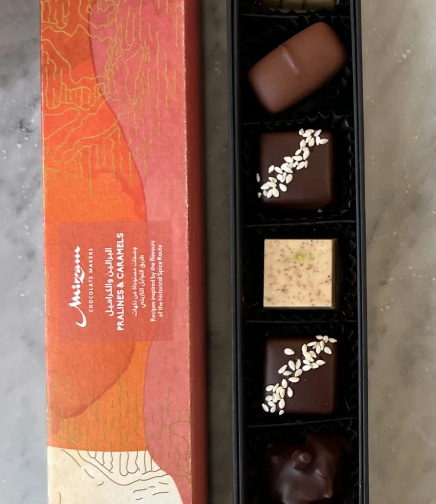 Summer Sunsets Pralines & Caramels Box Of 7 by Mirzam