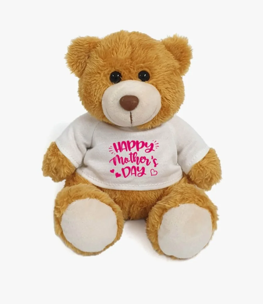  Golden Teddy Bear With Happy Mother's Day Message On White T-shirt