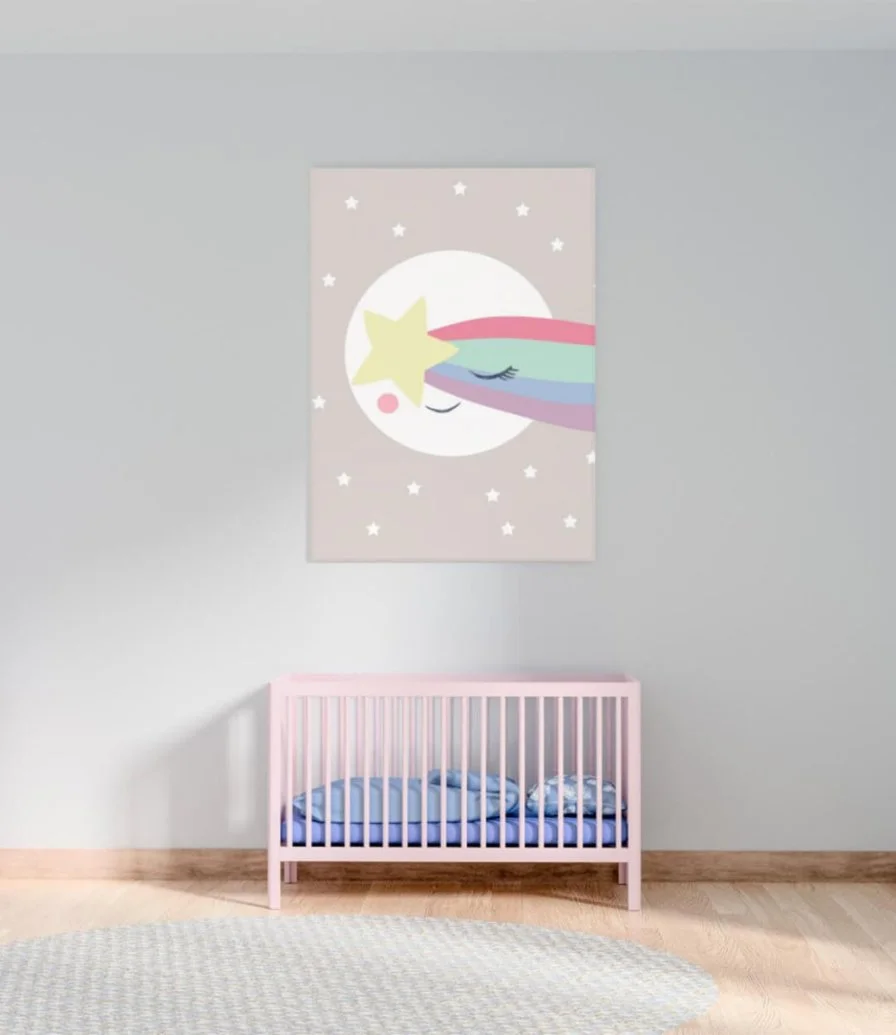 Sleepy Moon Star Wall Art Print by Sweet Pea