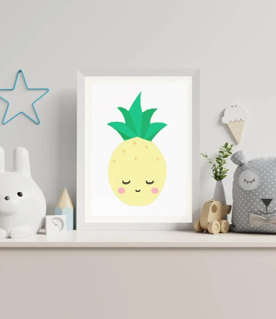 Sleepy Pineapple Wall Art Print by Sweet Pea