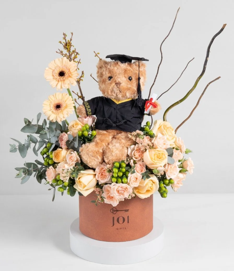 Teddy Bear Graduation Flower Arrangement 