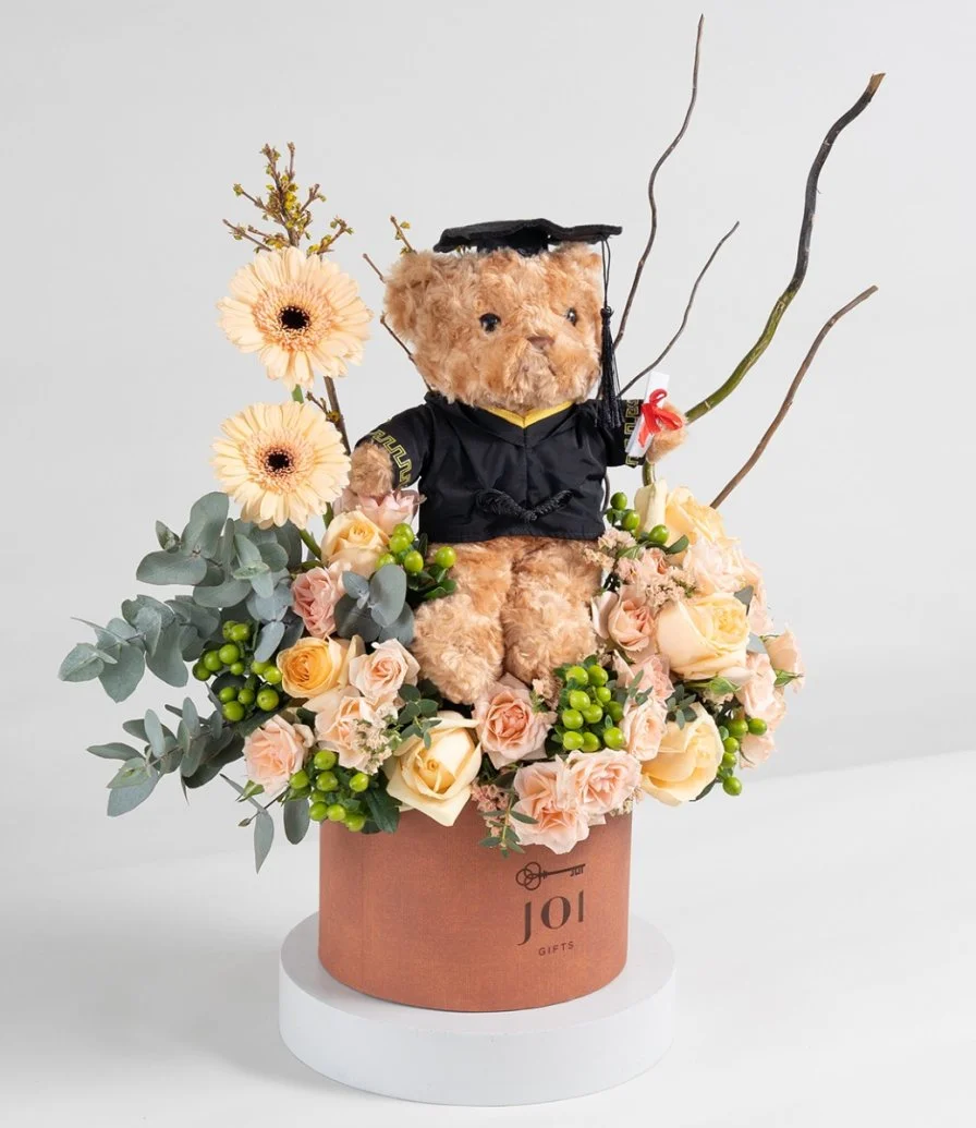 Teddy Bear Graduation Flower Arrangement 