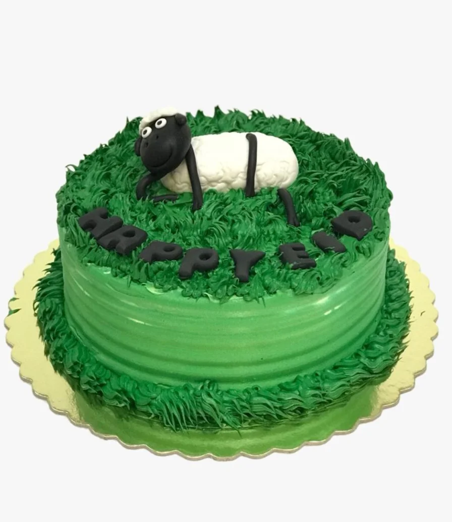The 3D Sheep on Grass Cake by Cecil
