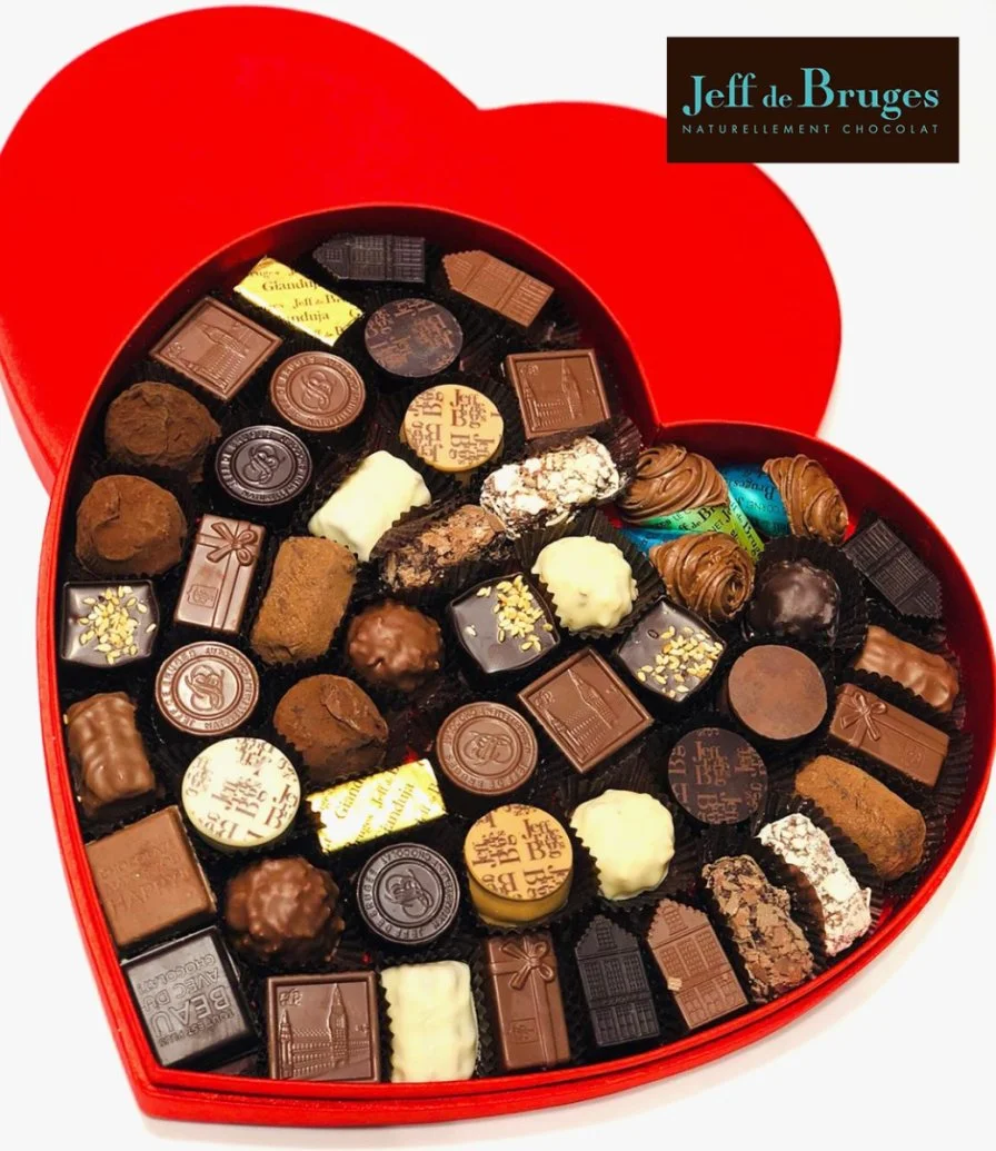 صندوق شوكولاتة كبيرجدا بشكل قلب من جيف دي بروج