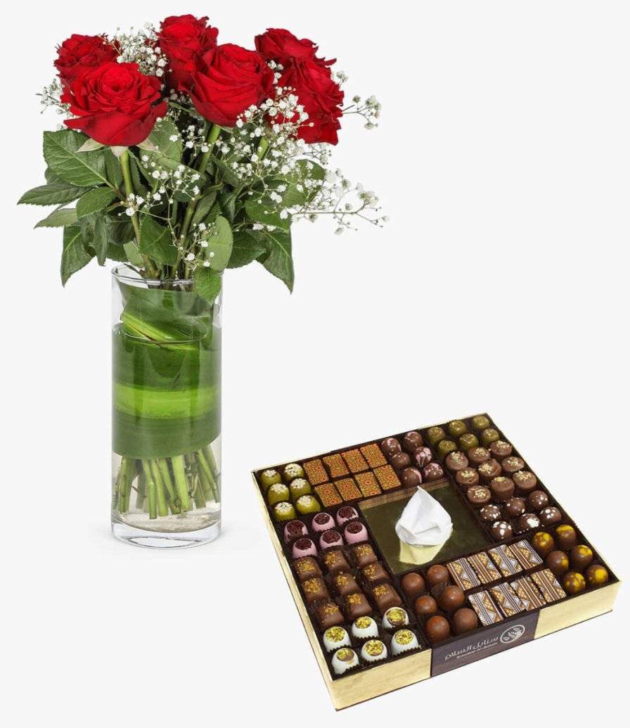 باقة الشوكولاتة البلجيكية والزهور