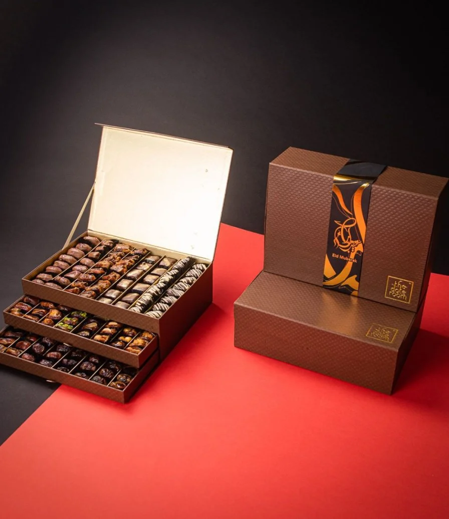 The Eid Drawer Box with Stuffed Dates, Plain Dates & Dates Chocolates By The Date Room