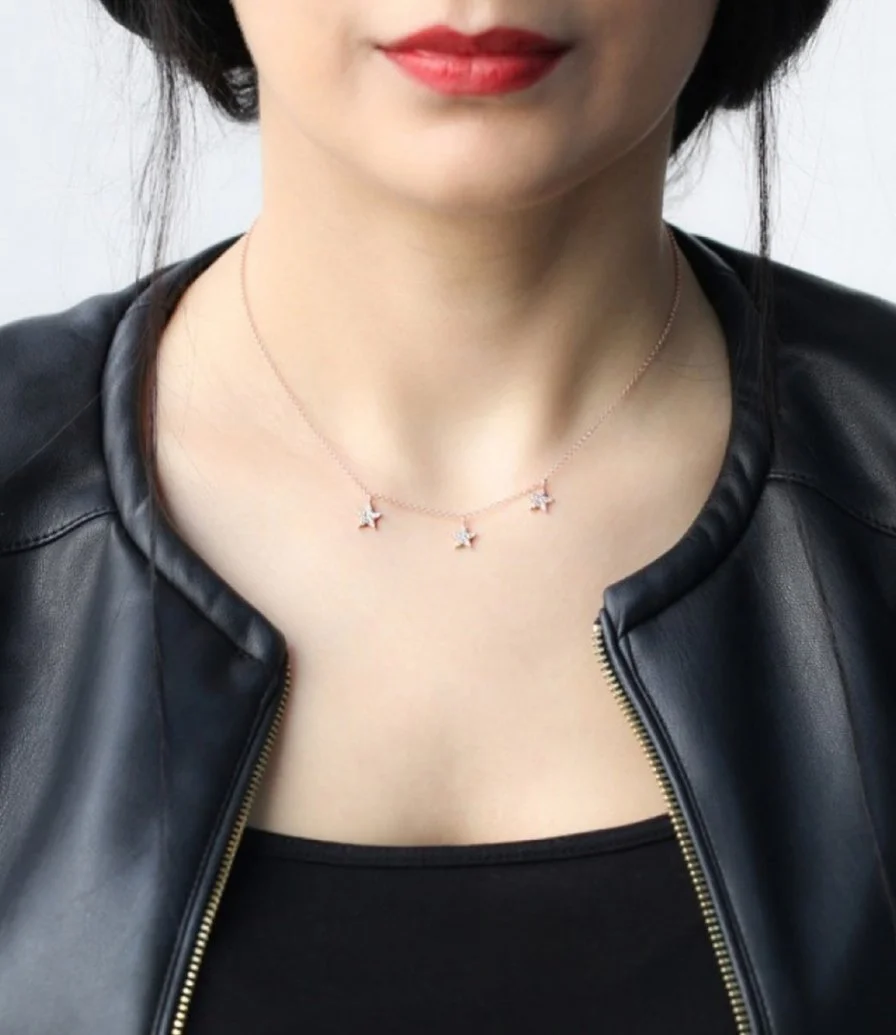 Silver Three Hearts Necklace - Gold-Plated by NAFEES