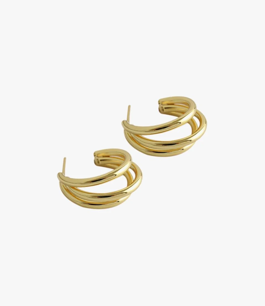 Trendy triple hoop Gold-Vermeil by FLUORITE