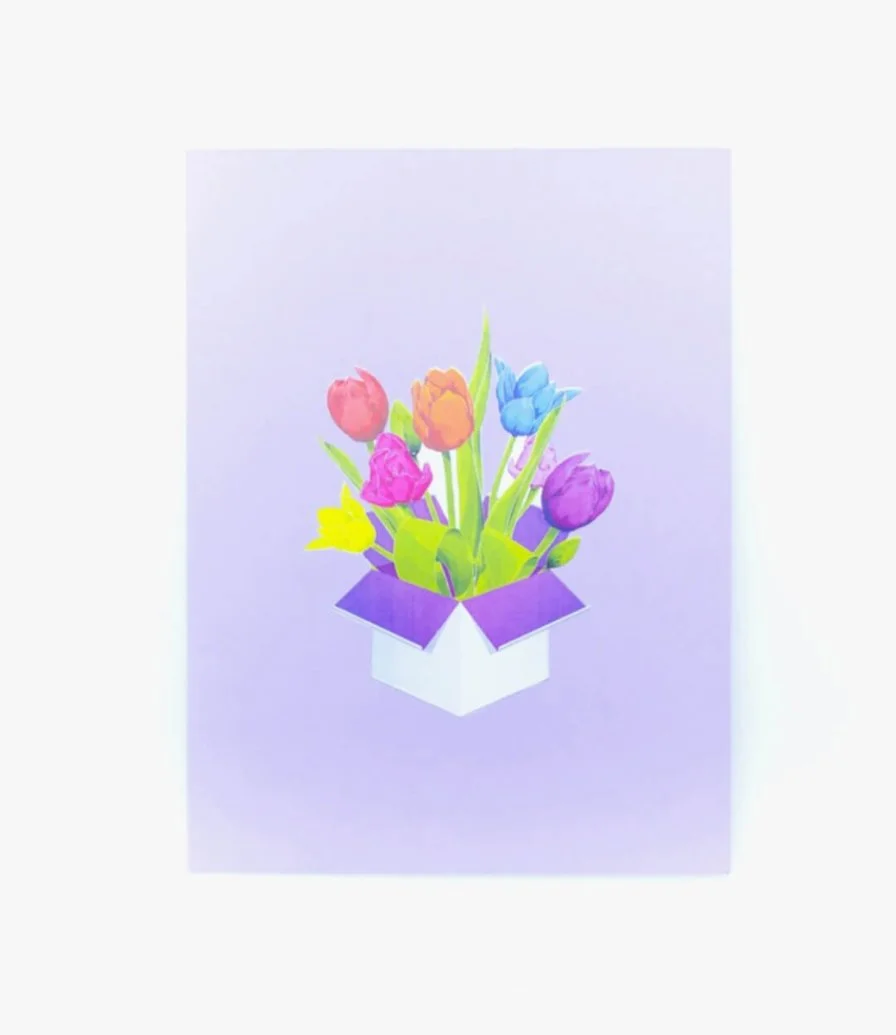 Tulip Multicoloured - 3D Pop up Card By Abra Cards