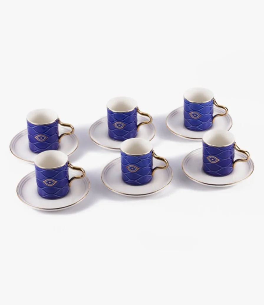 Turkish Coffee Set - Nazar - Blue & White