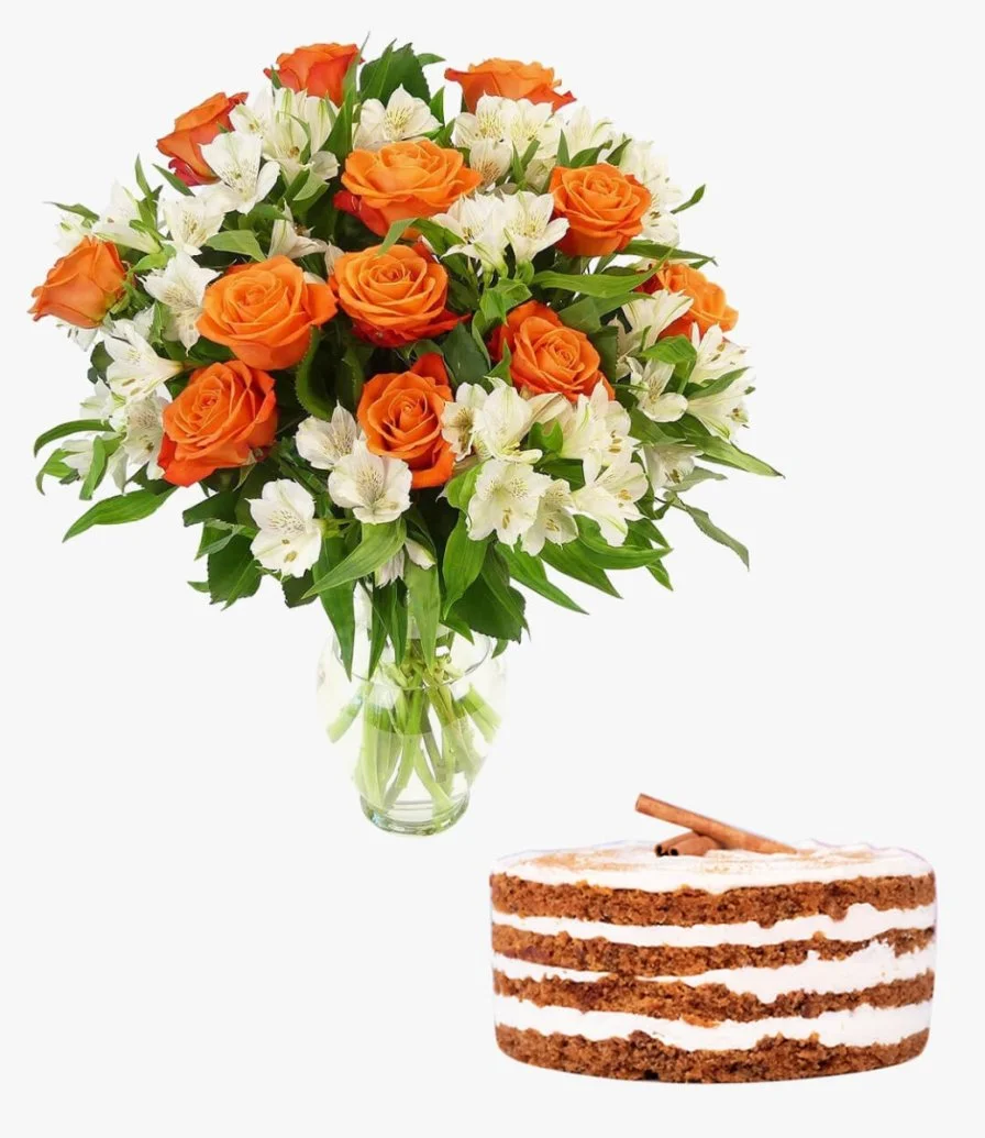 Carrot Cake & Flowers Gift Bundle