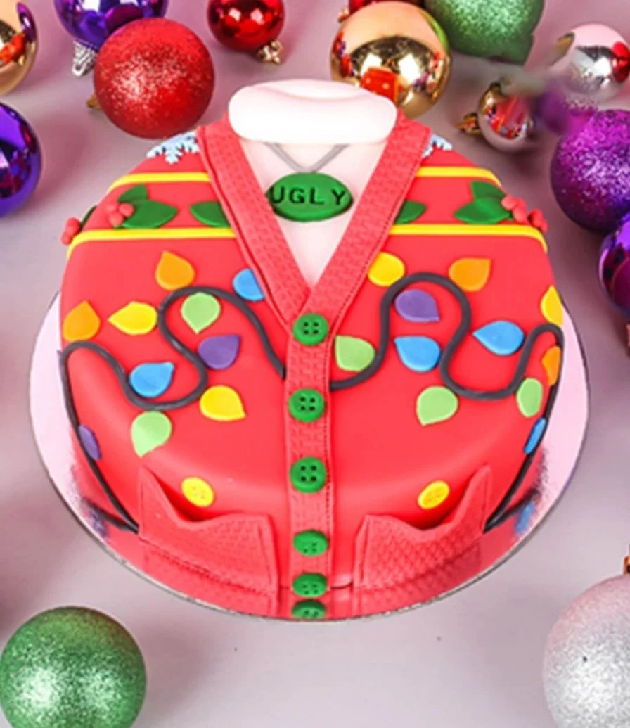 Ugly Sweater Christmas Party Cake by Sugarmoo 