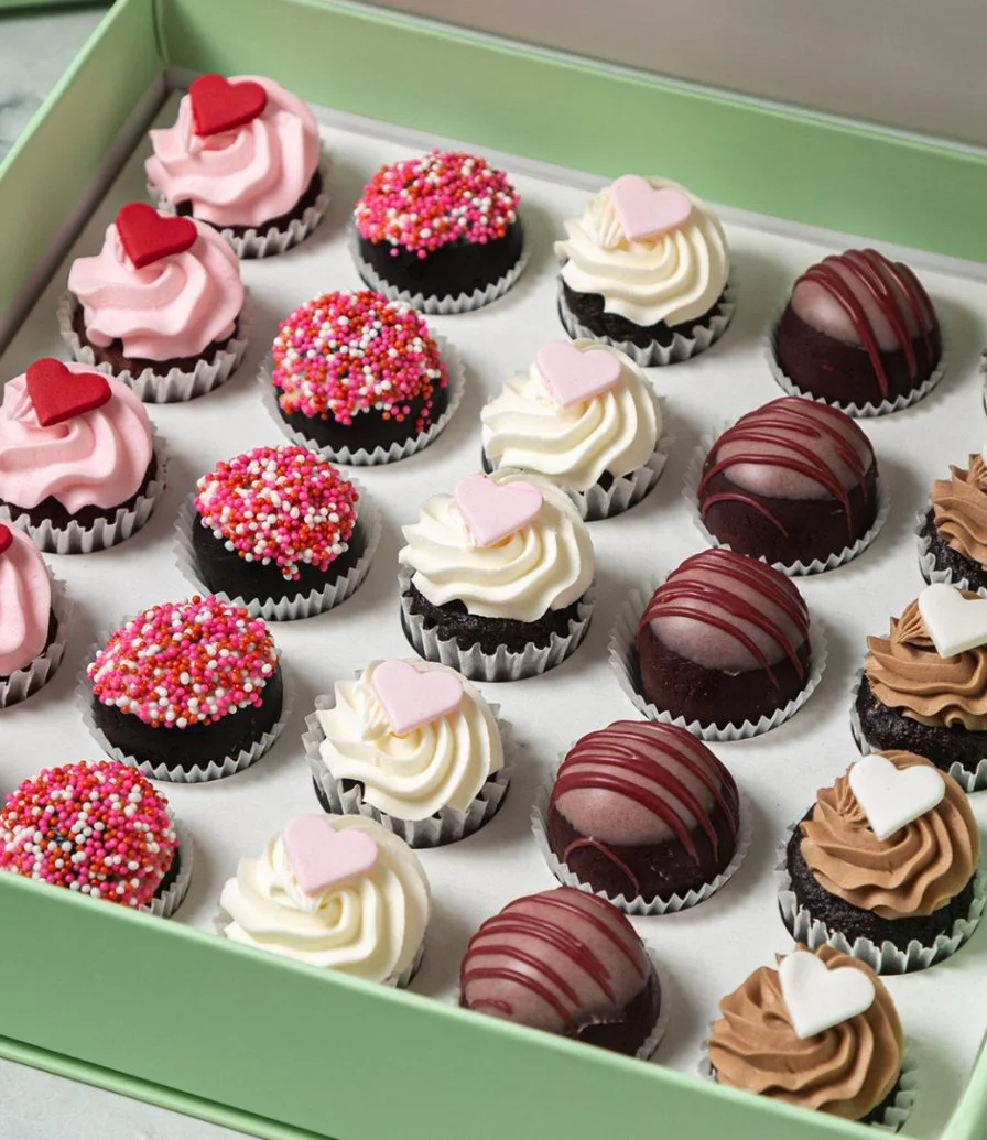 Valentine Mini Cupcakes & Cake Balls Box by Sugar Daddy's Bakery 